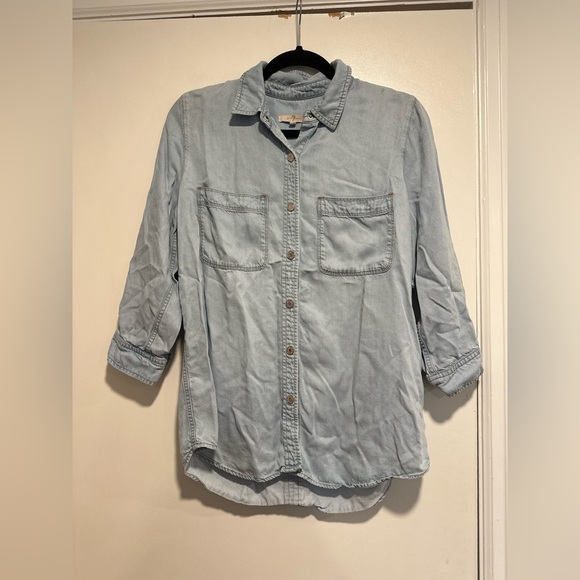 7 for all mankind Women’s Med. Chambray Shirt Button Down Casual Lagenlook Blue. - Picture 1 of 12